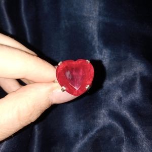 BLOOD RUBY HEART RING W INCLUSIONS
